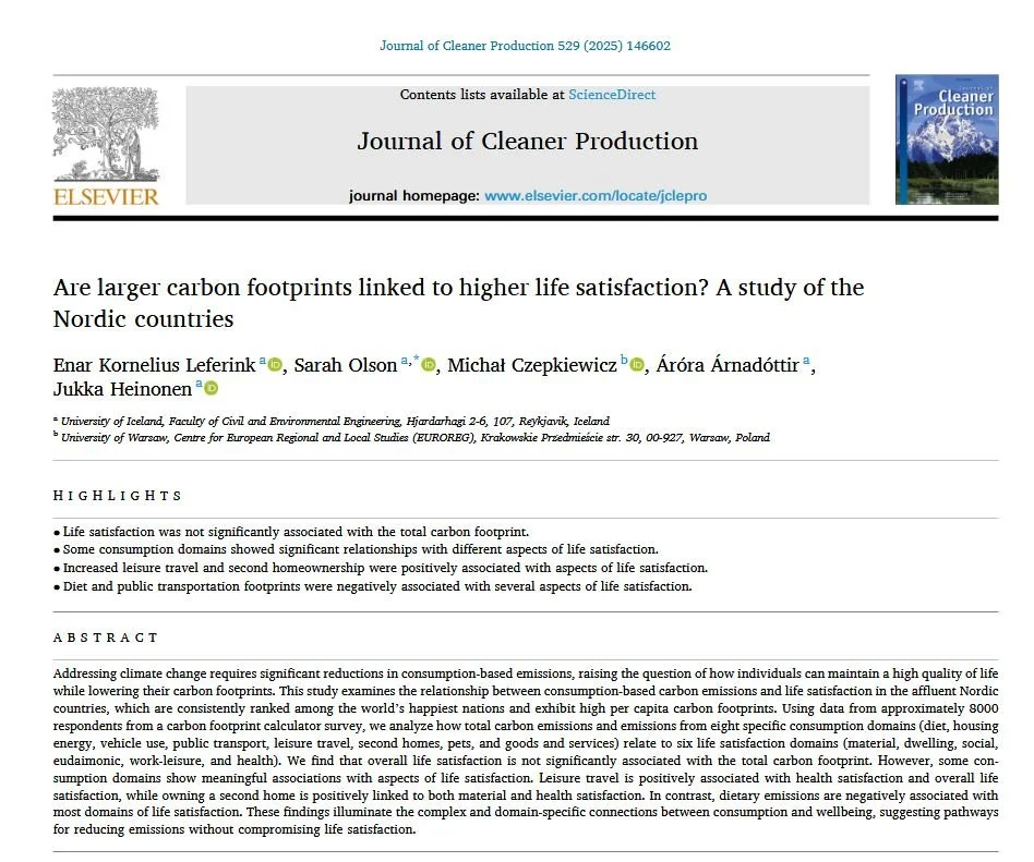 Are larger carbon footprints linked to higher life satisfaction?